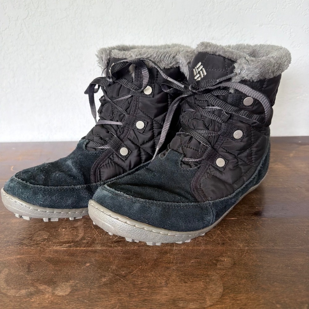 Columbia Boots Women's 8.5 Minx Shorty Omni Heat Black Quilted Insulated Winter - Picture 2 of 9